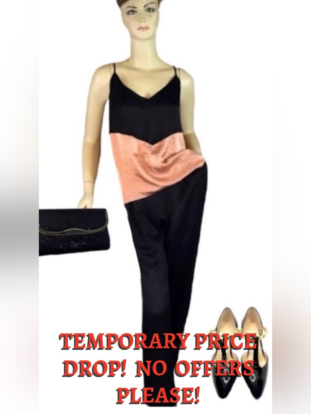 PEYTON JENSEN SATIN COPPER & BLACK TUNIC (L)